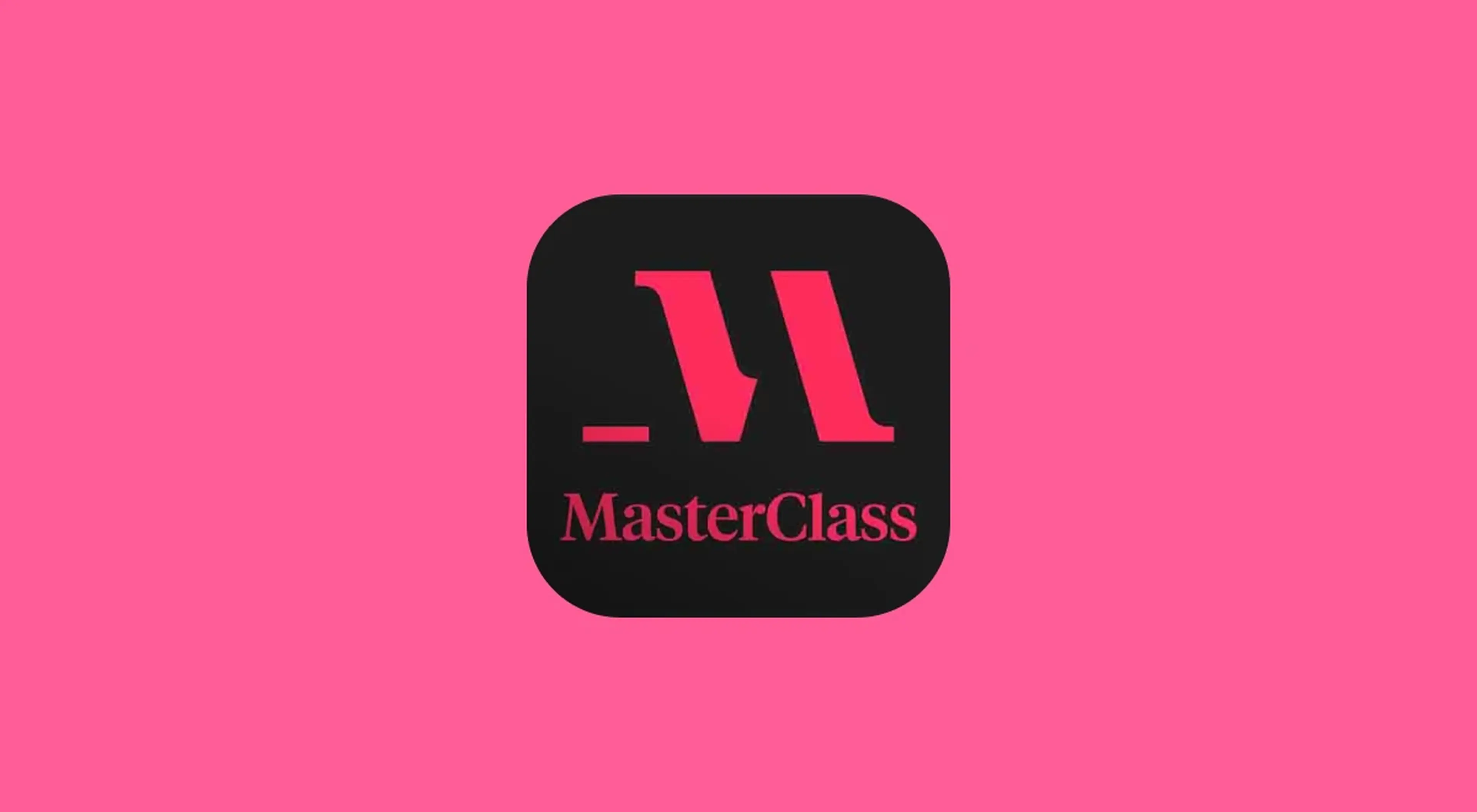 MasterClass app icon with a black background and red logo on a pink background, representing the MasterClass learning platform review