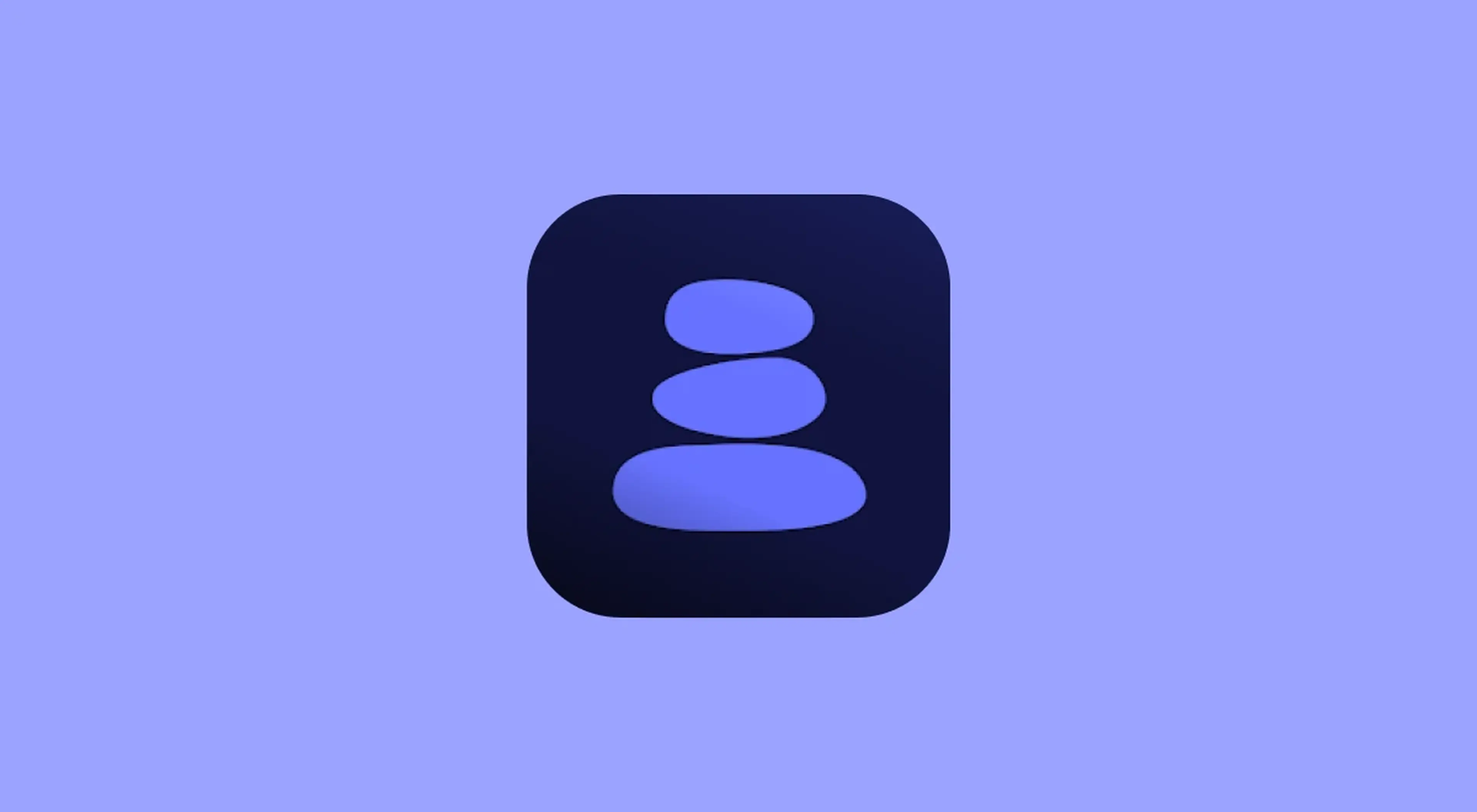 ScreenZen app icon with three stacked white oval shapes on a dark navy rounded square against a soft purple background