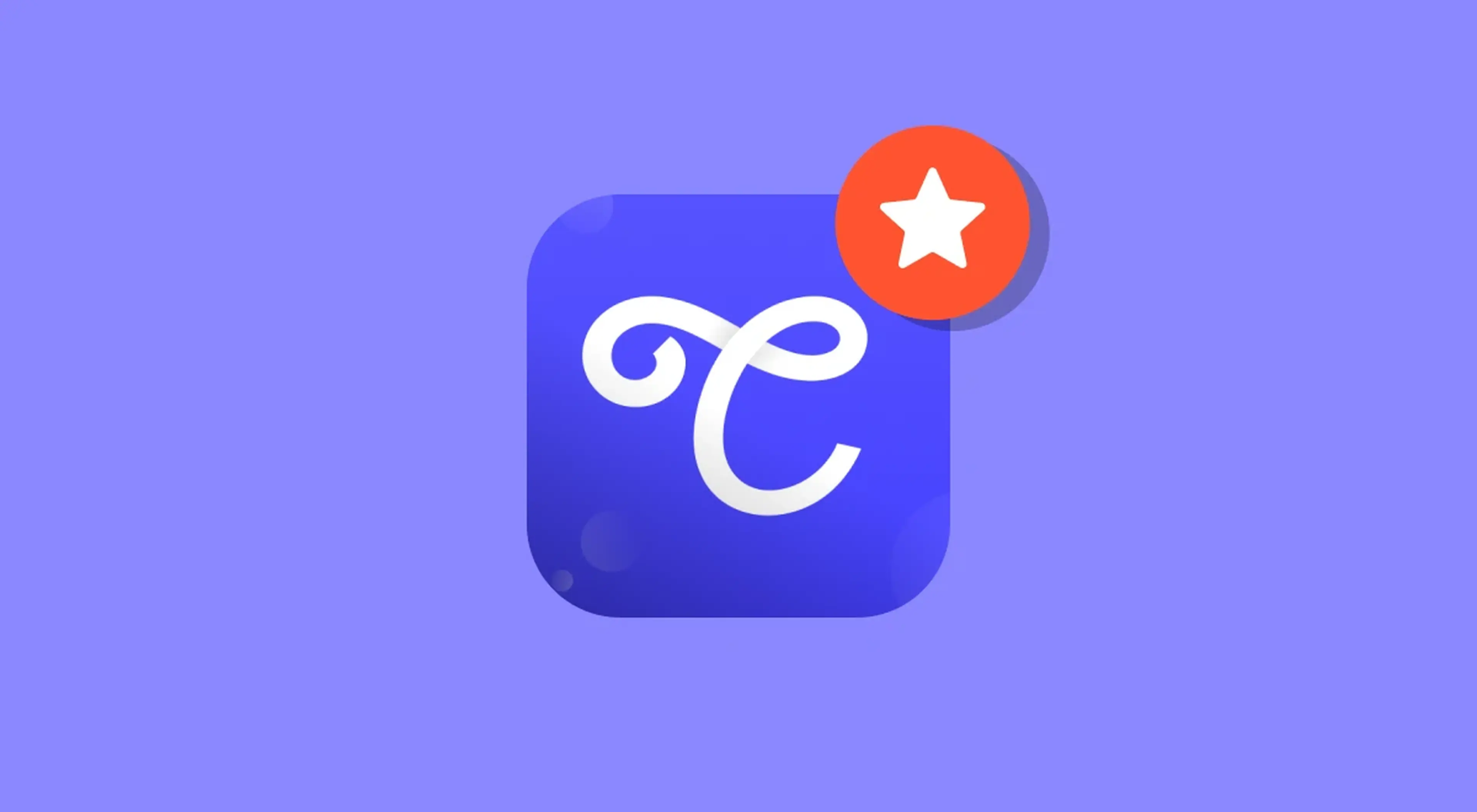 Coursiv app icon with a white cursive C on a blue background and a red star badge, featured as a top-rated learning app