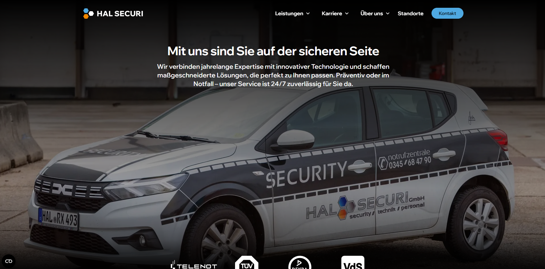 Ein Bild von der Startseite der Website