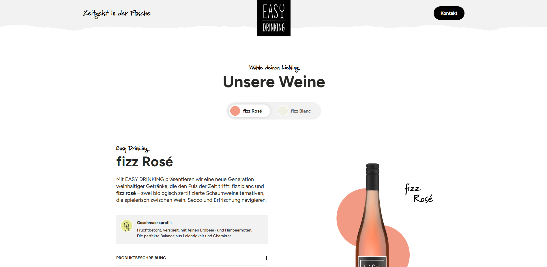 Ein Bild von der Startseite der Website