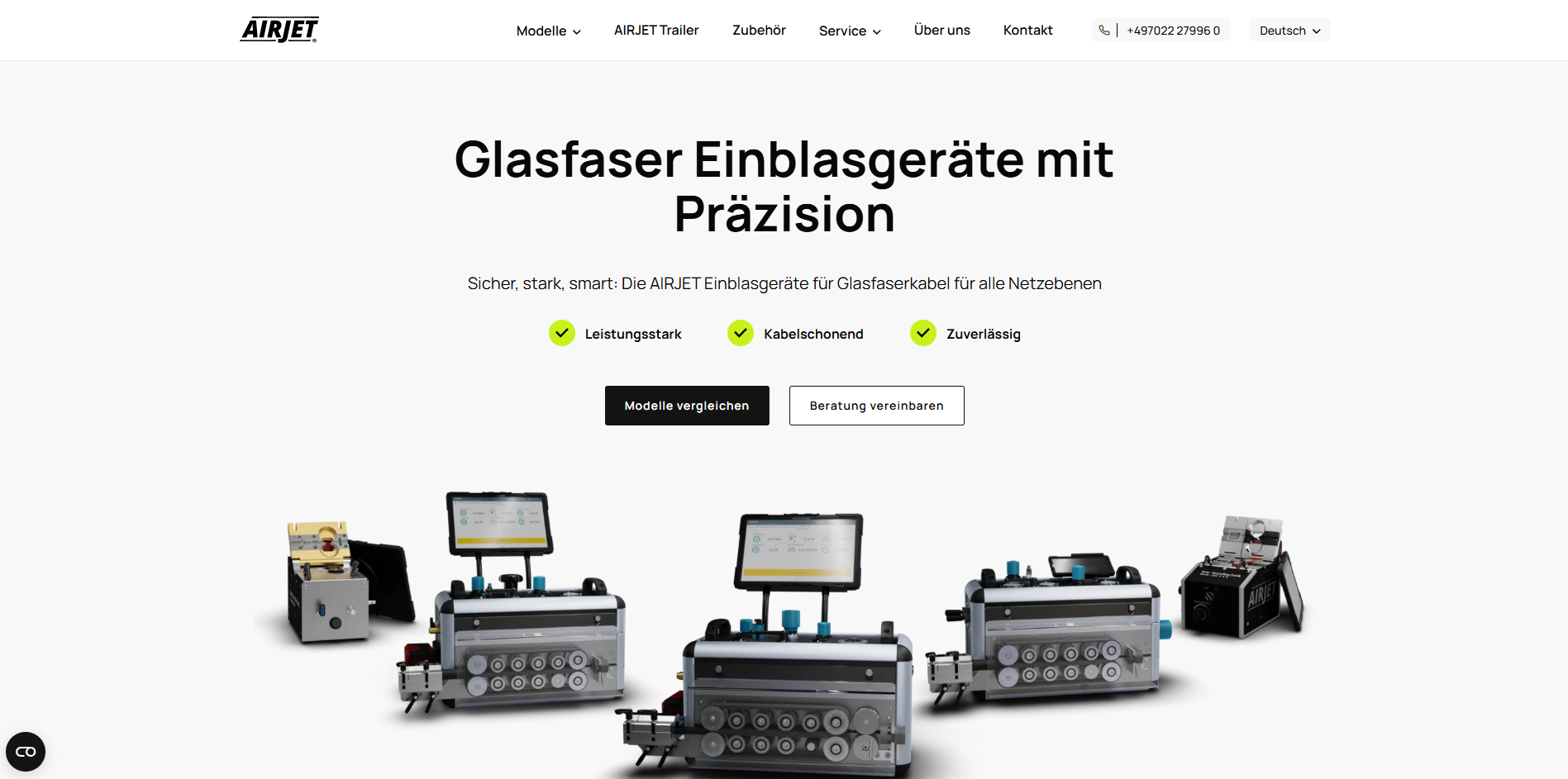 Ein Bild von der Startseite der Website