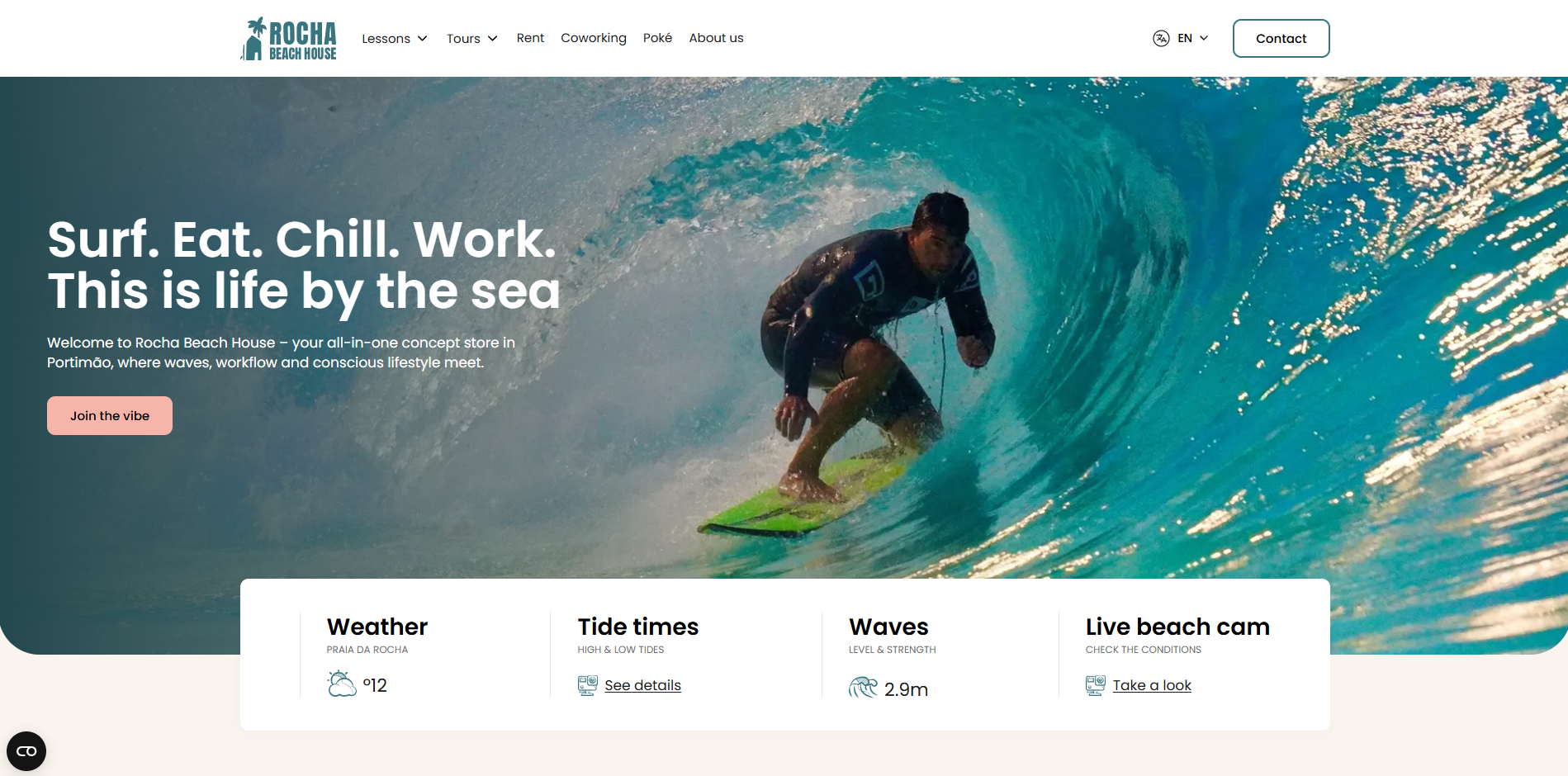 Ein Bild von der Startseite der Website