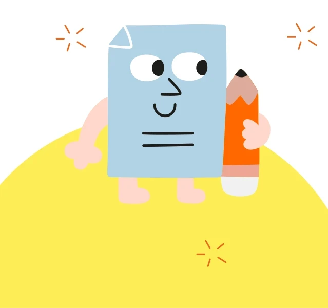 Illustration eines fröhlichen Rezepts neben einem Bleistift.