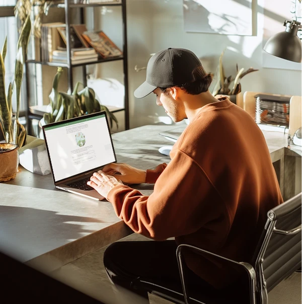 Junger Mann nutzt am Computer die digitale Therapie attexis®.