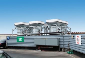 Large smoke control system on a rooftop.
