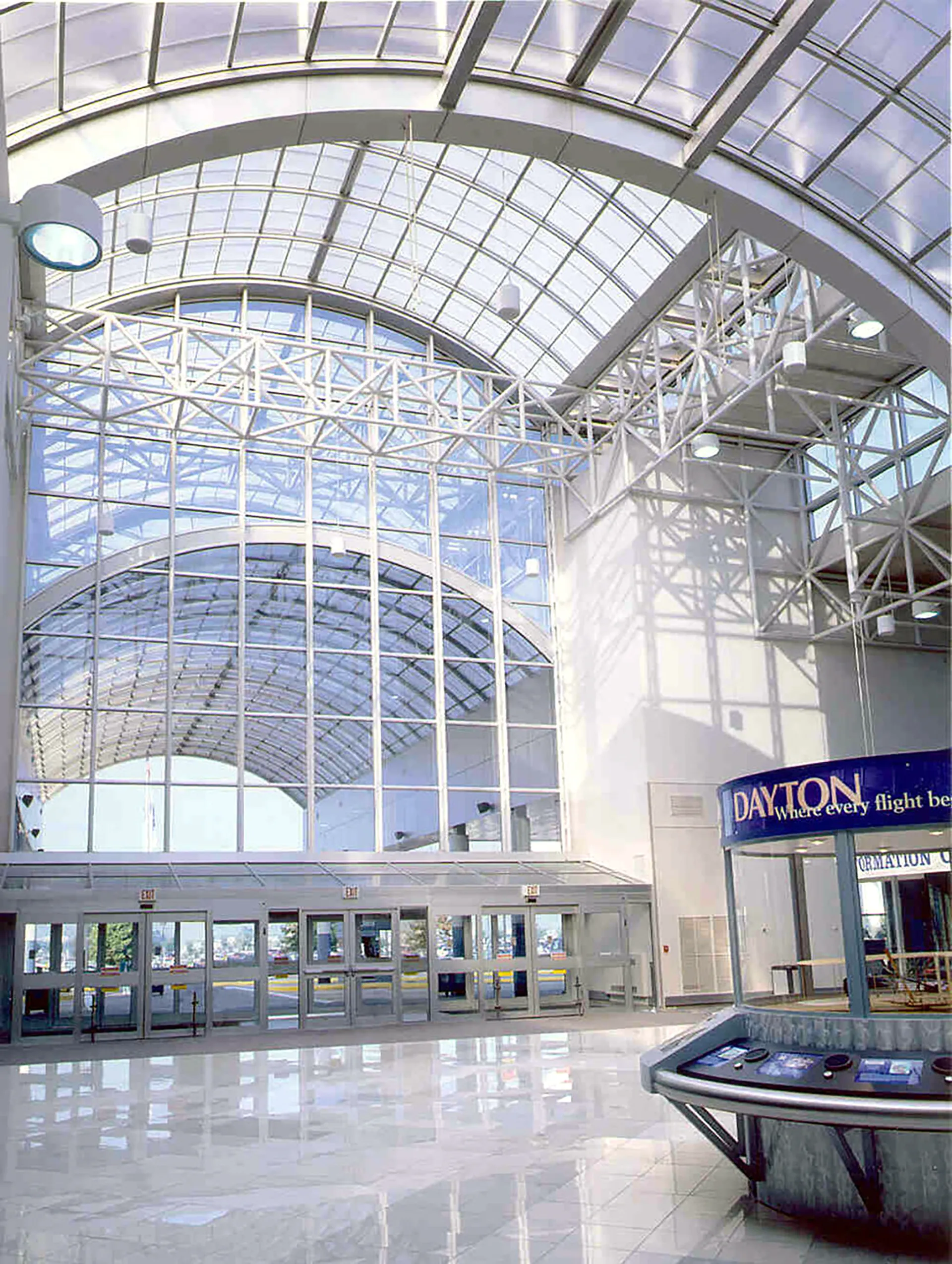 QuadSpan™ Polycarbonate Skylight - custom curved skylight in airport terminal