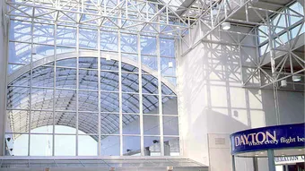 QuadSpan™ Polycarbonate Skylight - custom curved skylight in airport terminal
