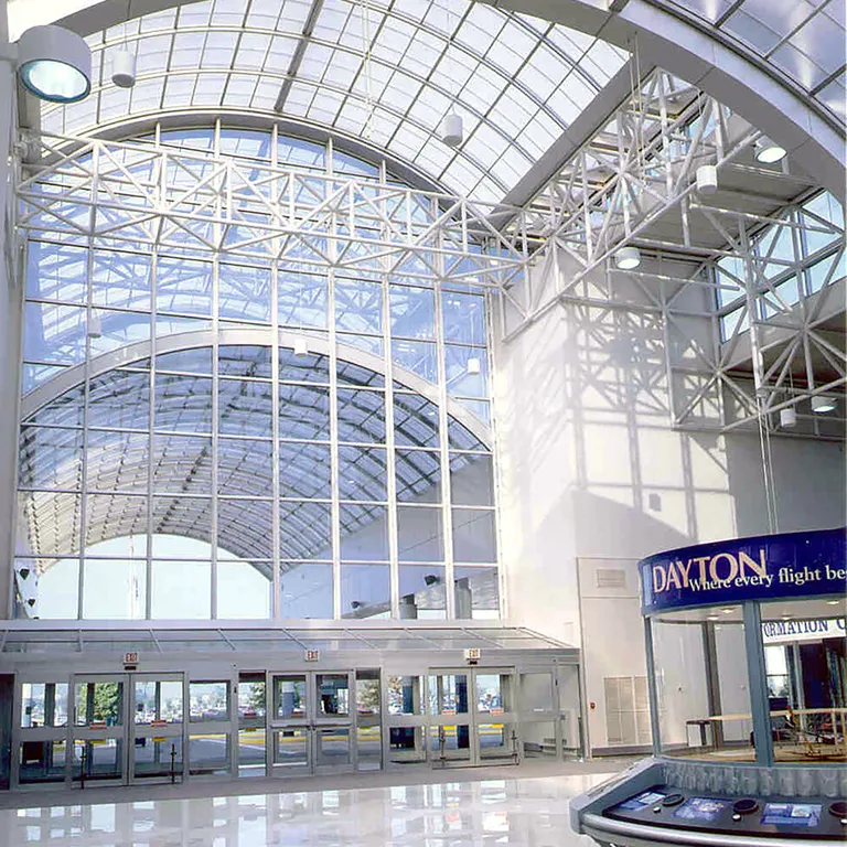 QuadSpan™ Polycarbonate Skylight - custom curved skylight in airport terminal