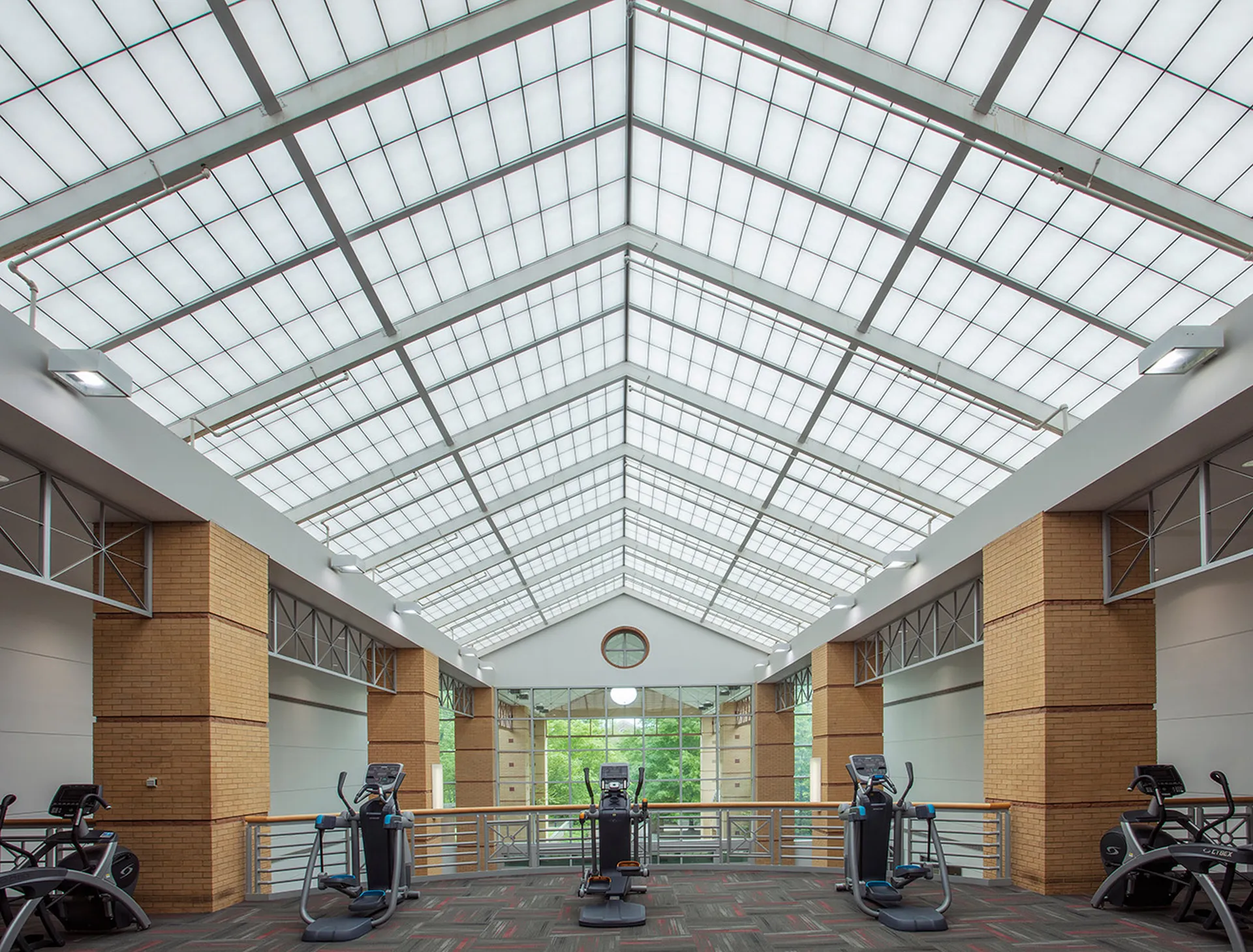 GridSpan FRP skylight over student center workout area