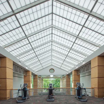 GridSpan FRP skylight over student center workout area