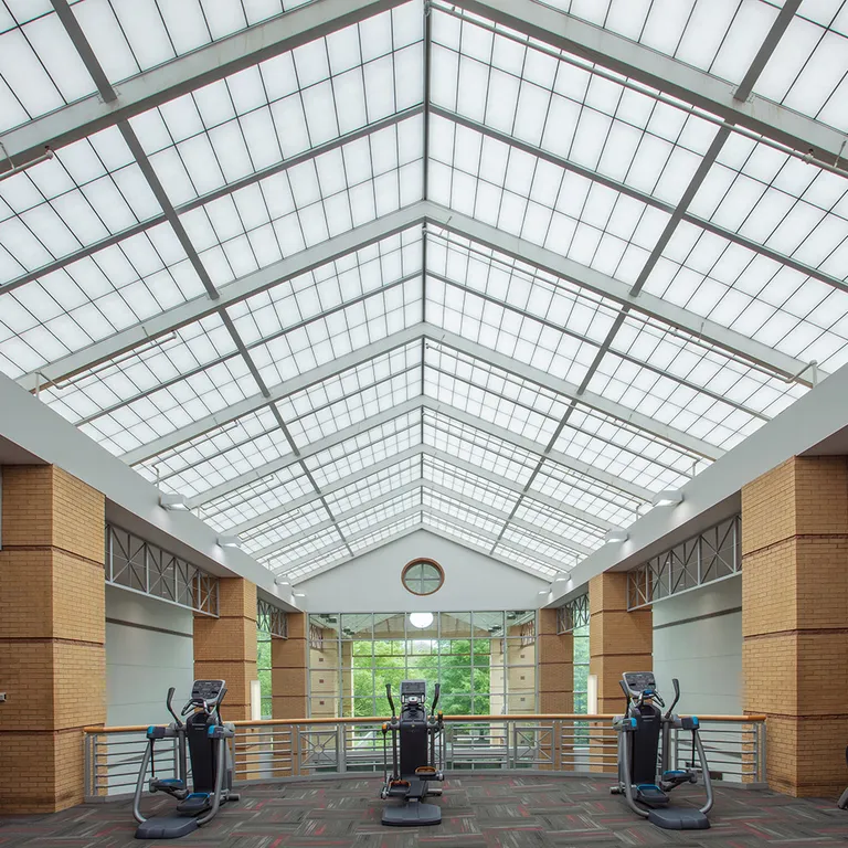 GridSpan FRP skylight over student center workout area