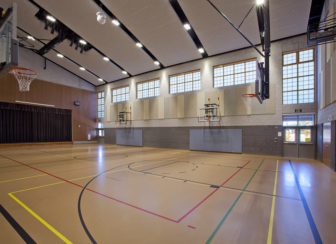 UniGrid FRP panel wall system in school gymnasium