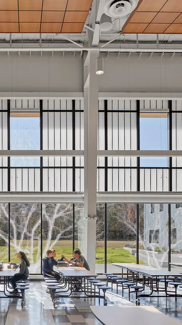 UniGrid FRP wall system in education facility / school gathering area