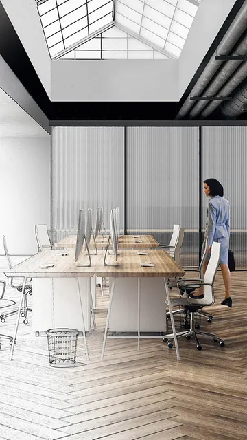 FRP wall system and skylight illustration