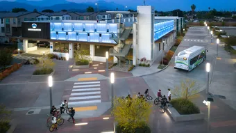 PentaClad™ polycarbonate cladding system used on parking garage transit station