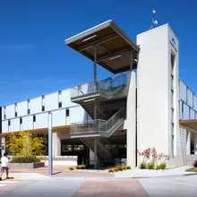 PentaClad™ Polycarbonate Cladding System used on parking garage transit center