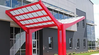 Briteway® polycarbonate canopy over entryway