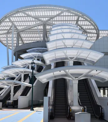 Briteway® polycarbonate canopy over parking garage entryway