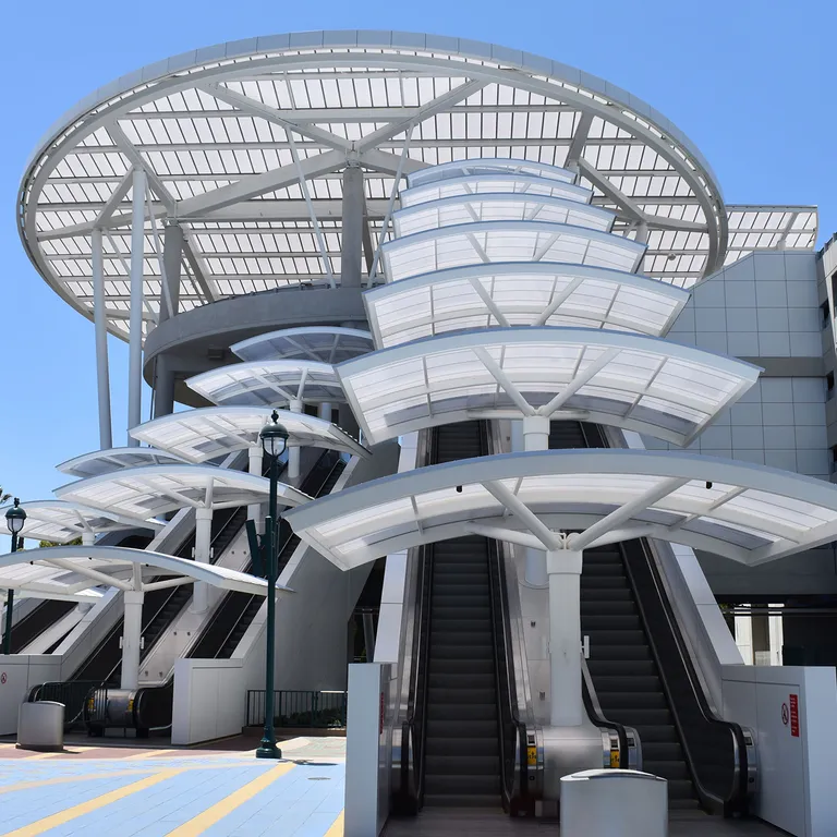 Briteway® polycarbonate canopy over parking garage entryway