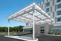 Briteway® polycarbonate canopy over hotel entryway