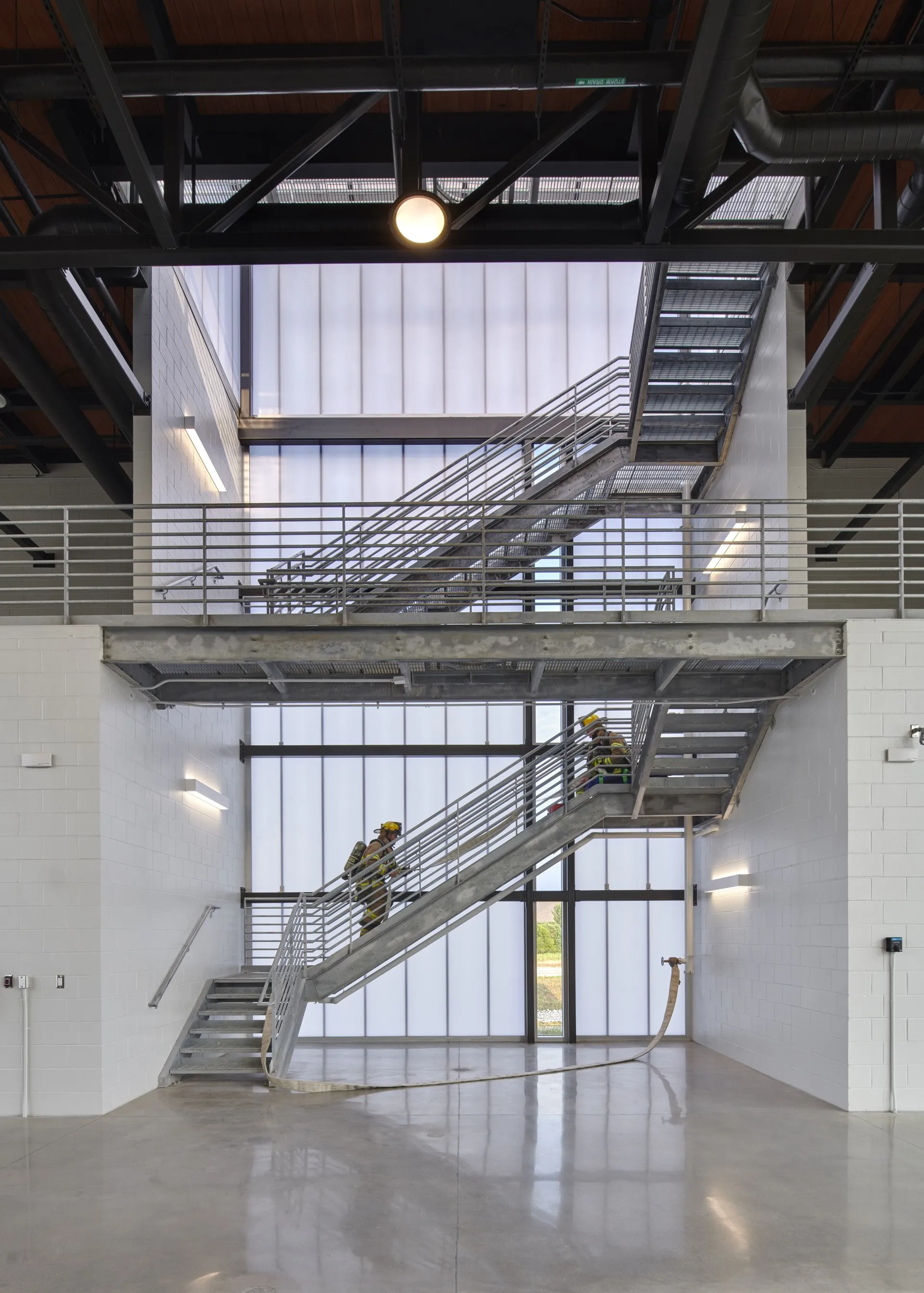 UniQuad polycarbonate wall system - interior view in fire station