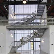 UniQuad polycarbonate wall system - interior view in fire station