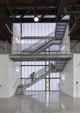 UniQuad polycarbonate wall system - interior view in fire station
