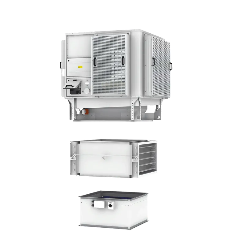 Evaporative cooling system with 3 modules for a range of applications.