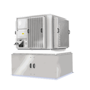 An evaporative cooler that cools and ventilates using outside air and mixed air.