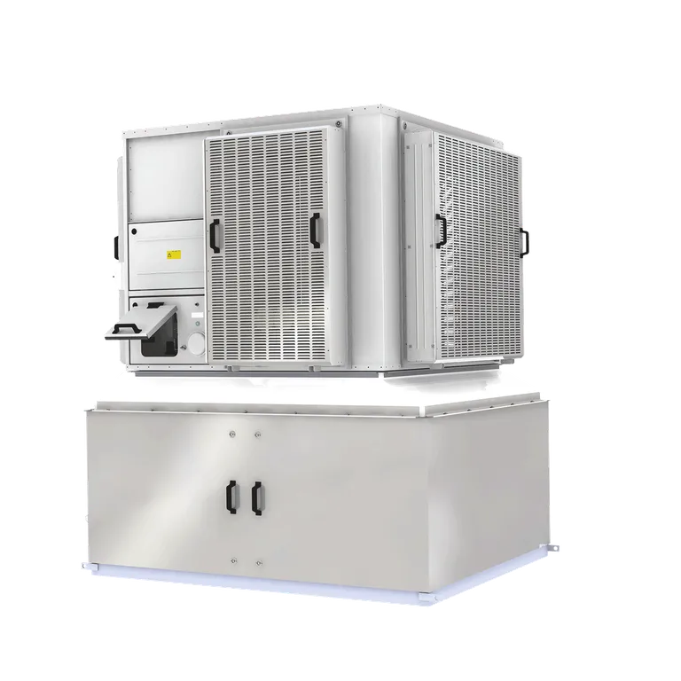 An evaporative cooler that cools and ventilates using outside air and mixed air.