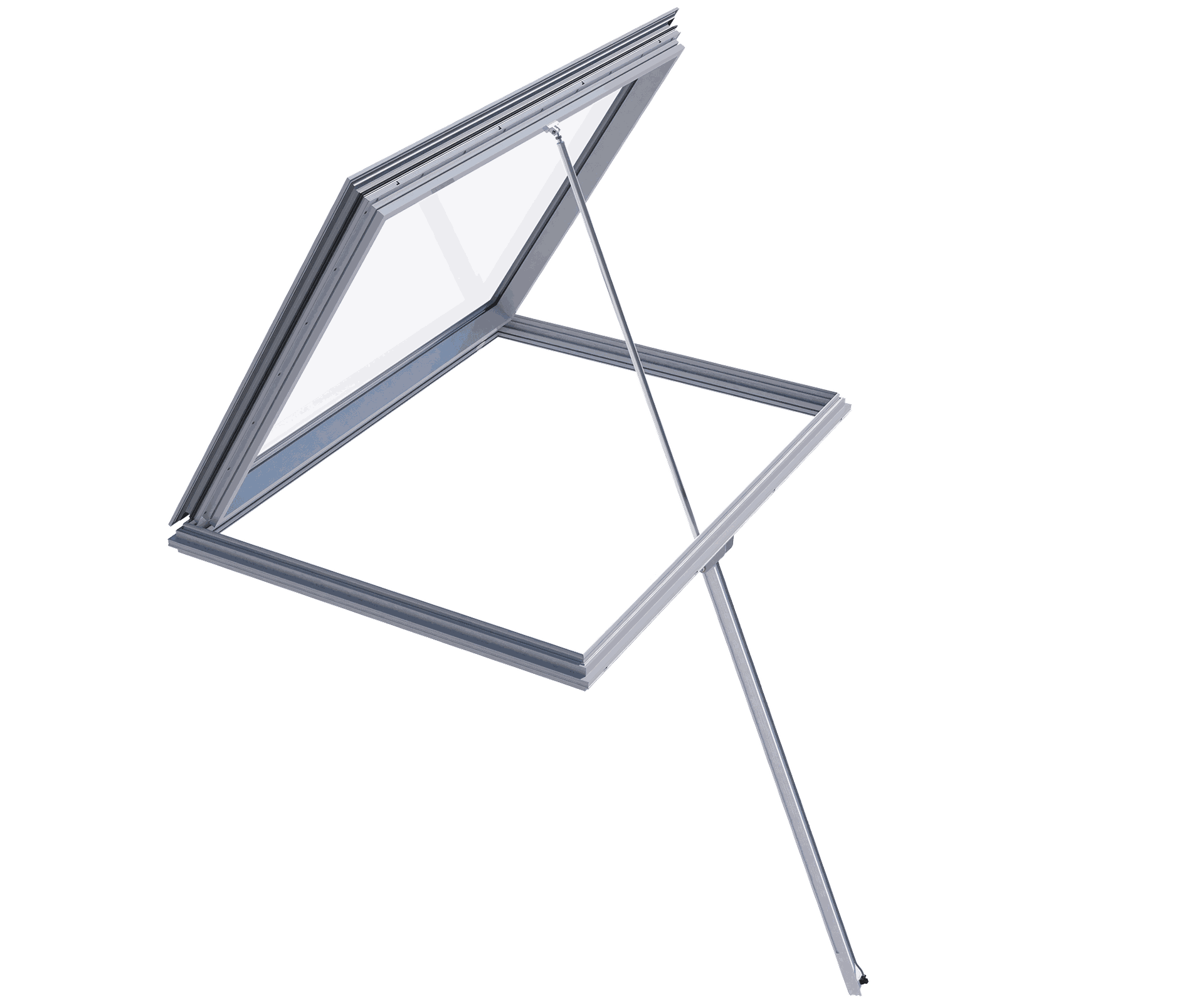 Single-flap smoke vent, also suitable for daily ventilation.