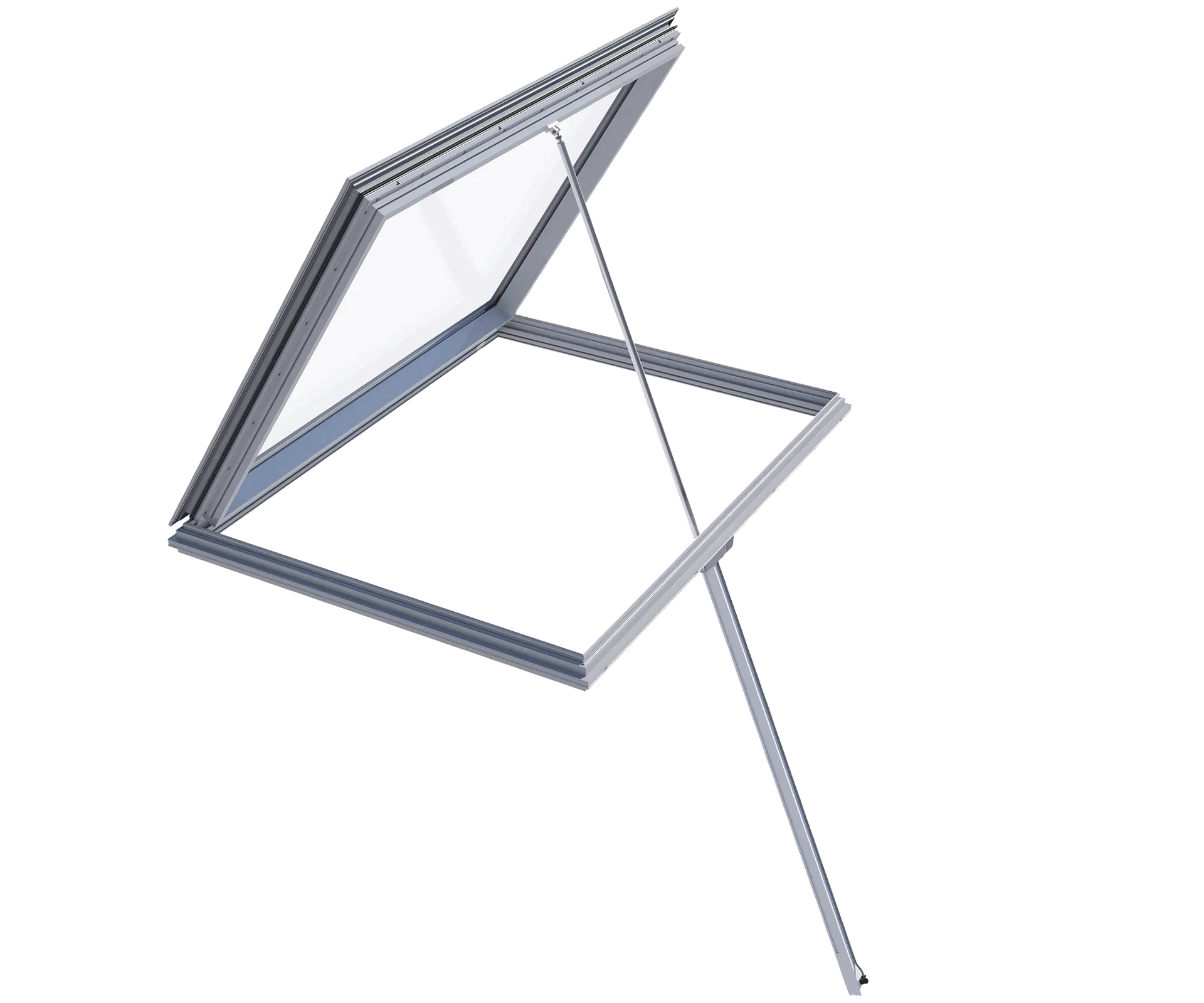 Single-flap smoke vent, also suitable for daily ventilation.