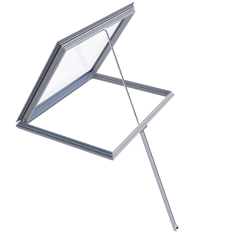 Single-flap smoke vent, also suitable for daily ventilation.