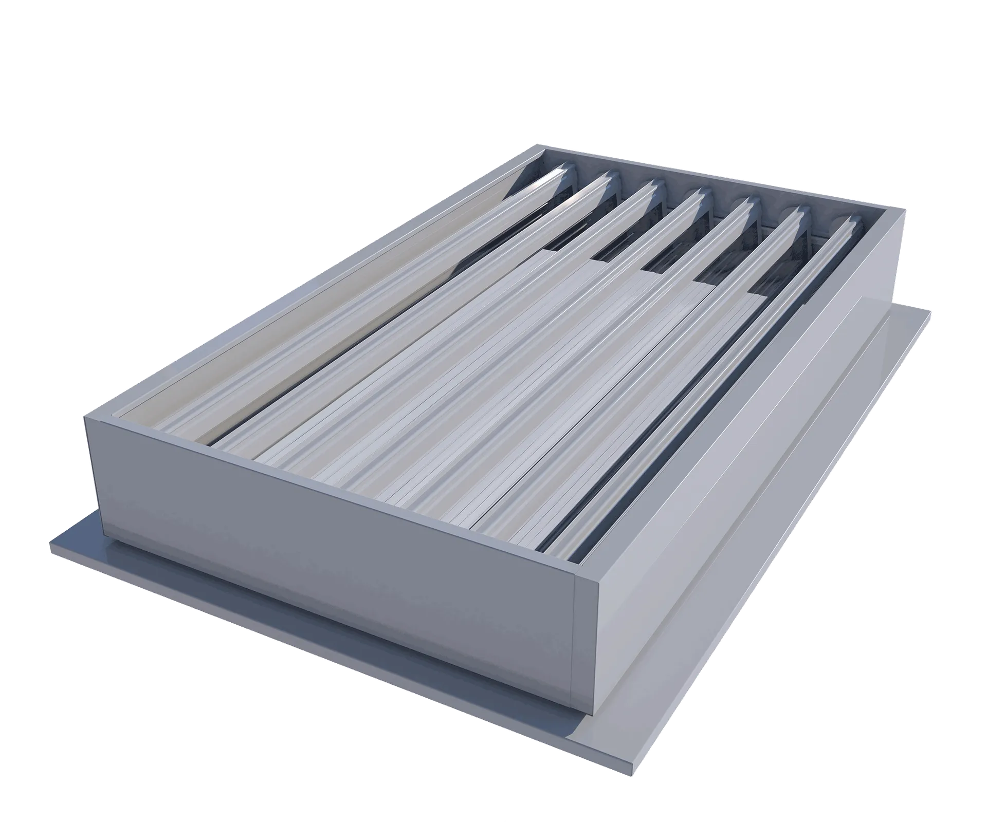 Natural louvre vent for automatic smoke extraction.
