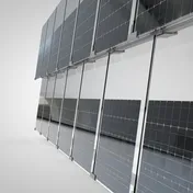 Glass louvre shading system with additional energy saving profile.