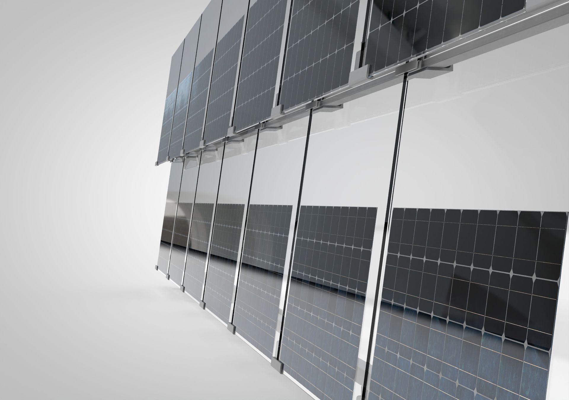 Glaslamellen-Beschattungssystem mit zusätzlichem Energiesparprofil.