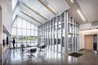 UniGrid FRP Wall System interior with glass glazing