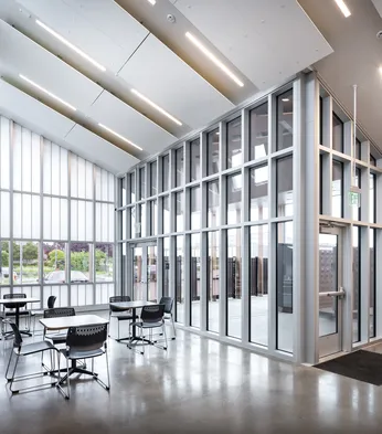 UniGrid FRP Wall System interior with glass glazing