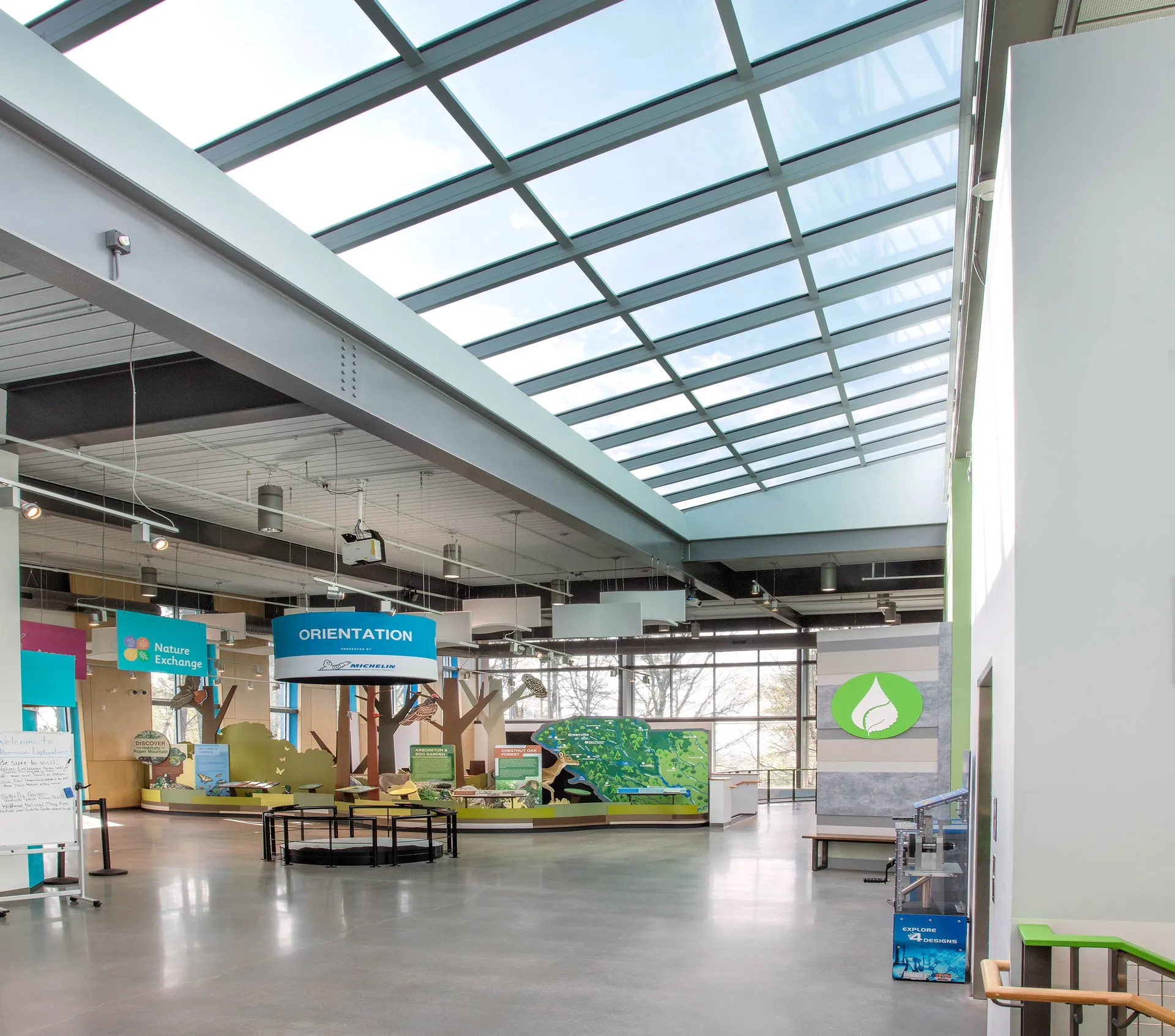 KlearSky™ glass skylight in science center educational space