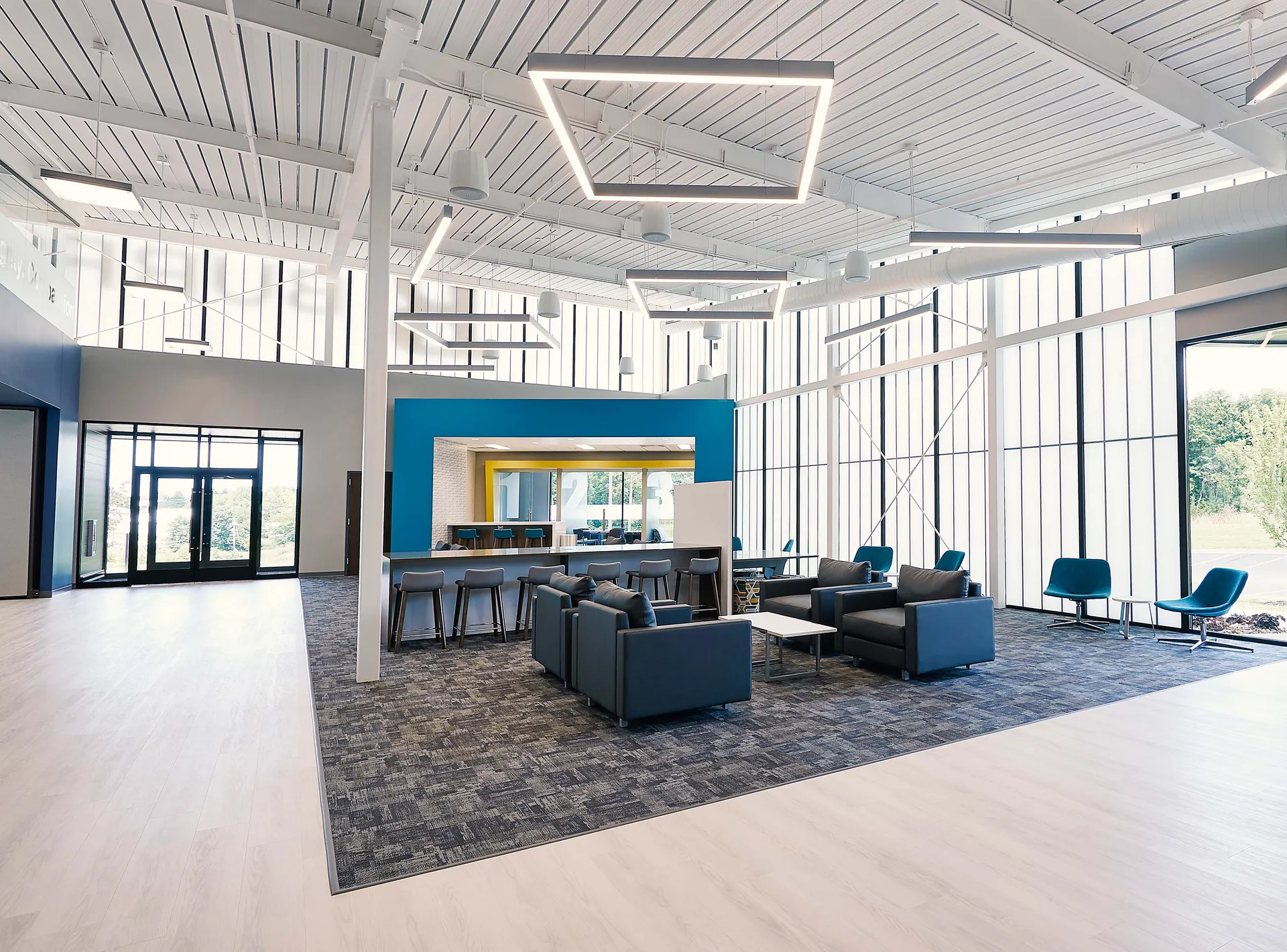 UniGrid FRP wall system with glass glazing in office facility