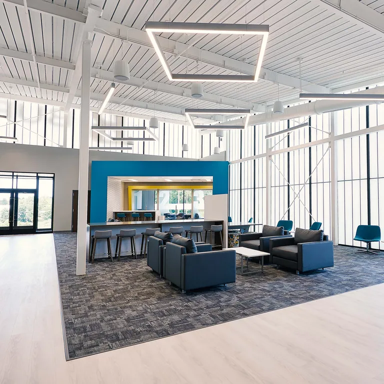 UniGrid FRP wall system with glass glazing in office facility