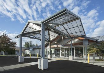 Briteway® polycarbonate canopy over building entryway
