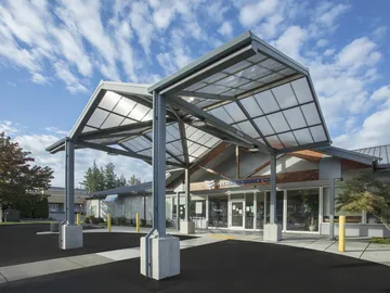 Briteway® polycarbonate canopy over building entryway