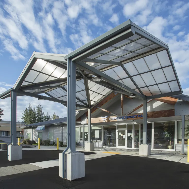Briteway® polycarbonate canopy over building entryway