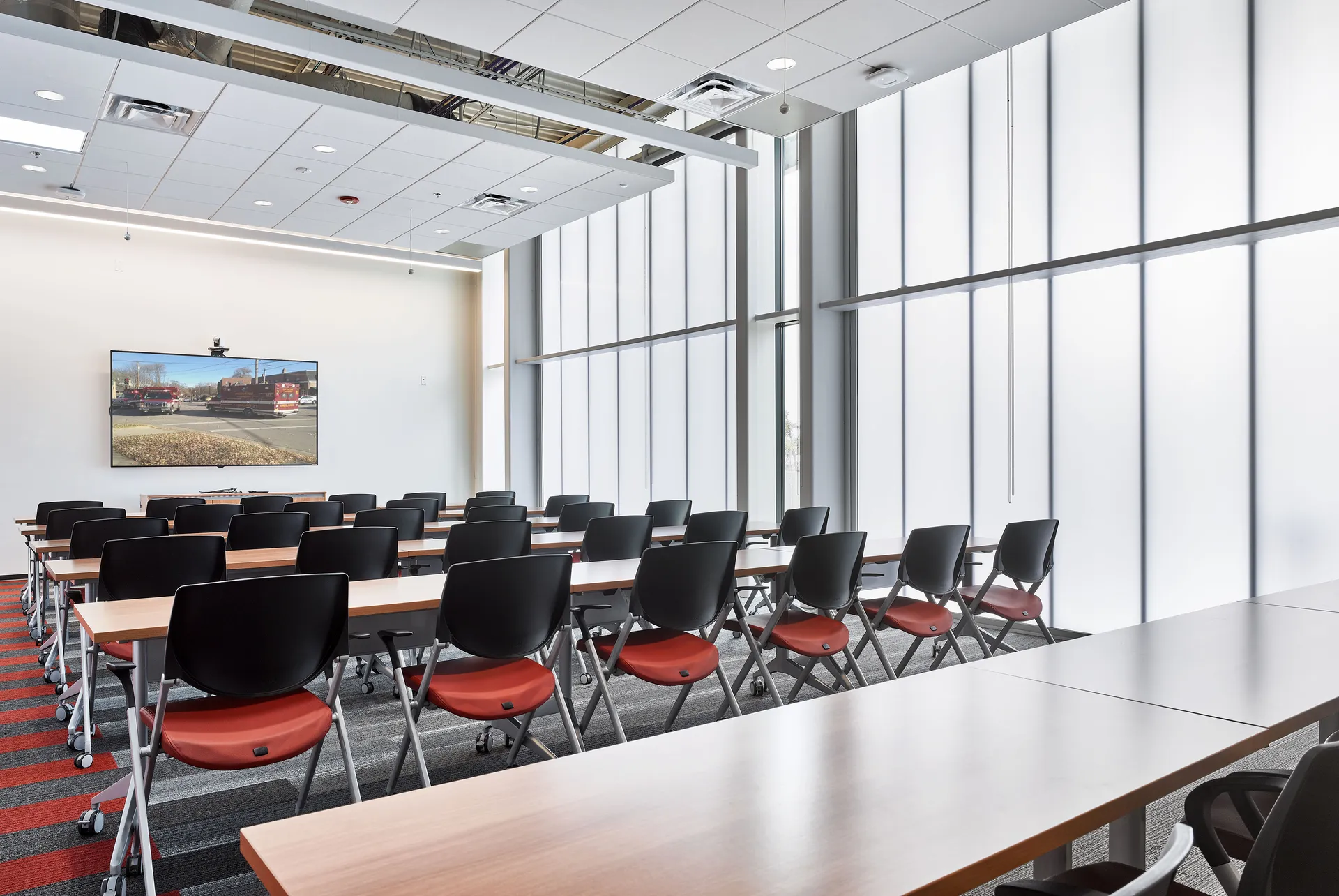 UniQuad Wall System - interior view of fire station meeting room