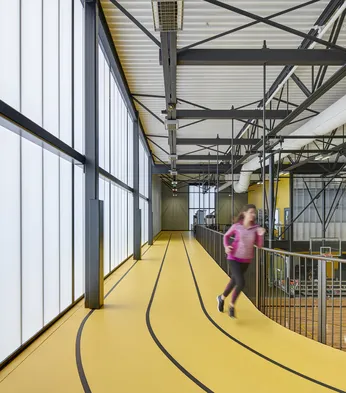 UniQuad wall system in athletic and wellness center interior