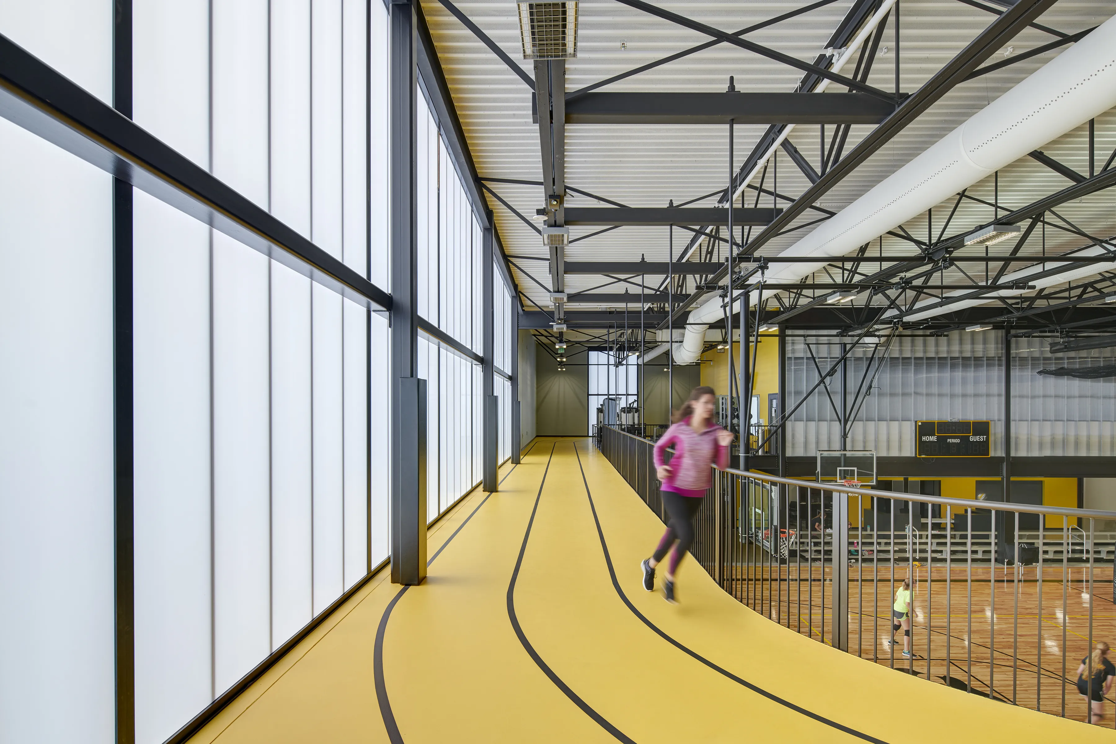 UniQuad wall system in athletic and wellness center interior