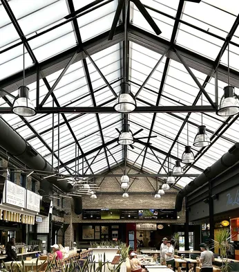 QuadSpan™ Polycarbonate Skylight - ridge skylight in retail center