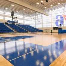 UniQuad polycarbonate wall system in basketball court area